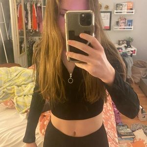 Black Cropped Quarter Zip